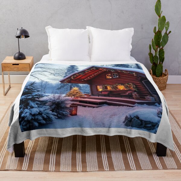 Item preview, Cozy Christmas Cabin Winter Landscape designed and sold by swara-2016.