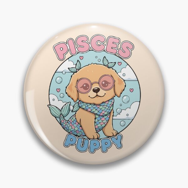 Item preview, Pisces Puppy Zodiac Cute Golden Retriever Dog Design – Horoscope Art designed and sold by The Real Life Symphony.