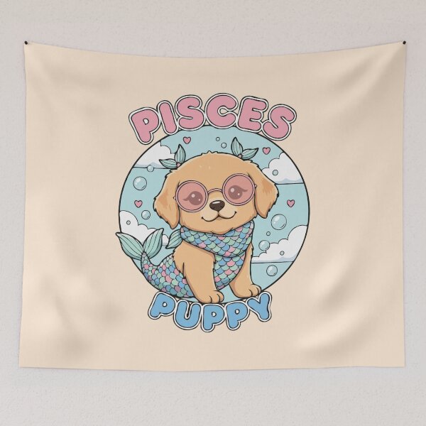 Item preview, Pisces Puppy Zodiac Cute Golden Retriever Dog Design – Horoscope Art designed and sold by The Real Life Symphony.