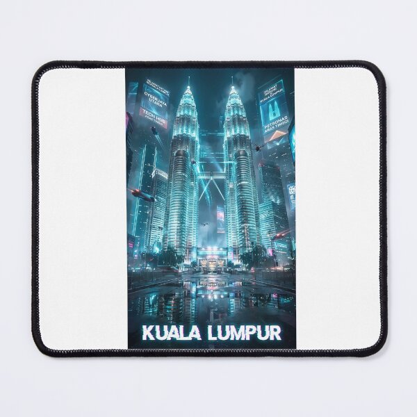 Item preview, Kuala Lumpur Cyberpunk - Petronas Twin Towers Neon Rain Art designed and sold by Digital Dreams Arts.