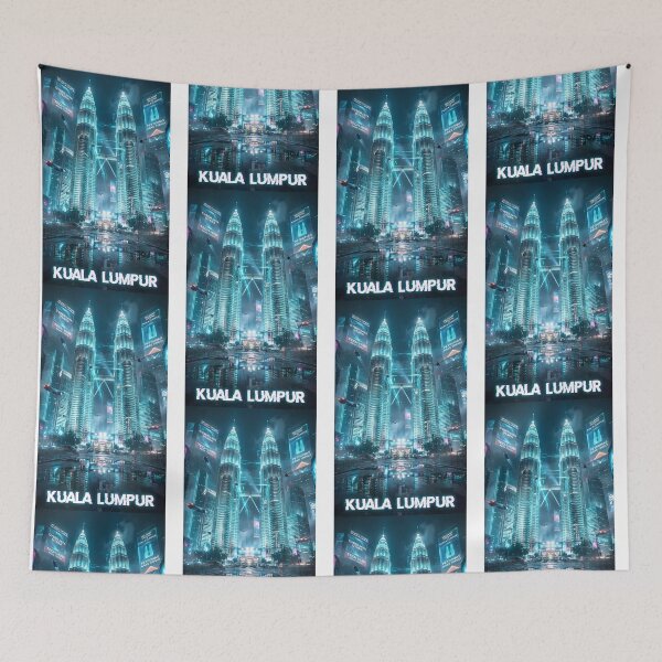 Item preview, Kuala Lumpur Cyberpunk - Petronas Twin Towers Neon Rain Art designed and sold by Digital Dreams Arts.