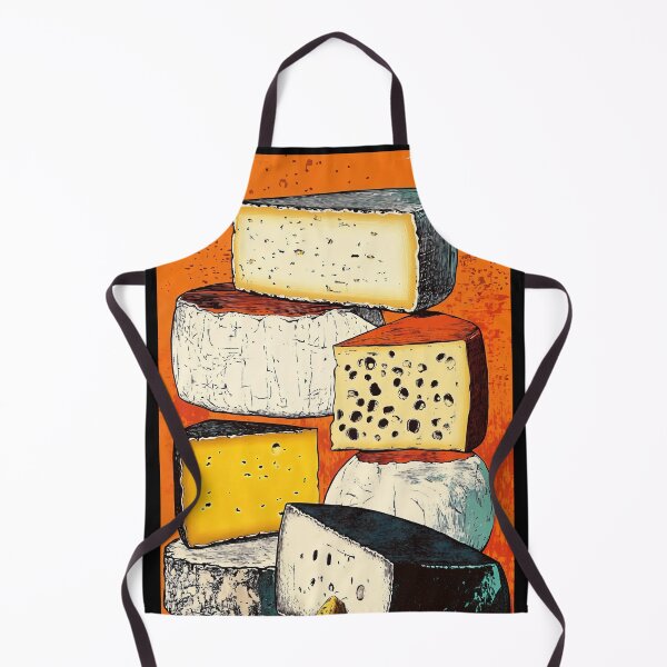 Item preview, A Tower of Artisan Cheeses Against Orange Background: A Bold Study in Texture, Pattern and Gourmet Diversity designed and sold by OlfactoART Studio.