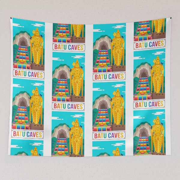 Item preview, Batu Caves, Malaysia - Lord Murugan & Rainbow Stairs Travel Poster designed and sold by Digital Dreams Arts.