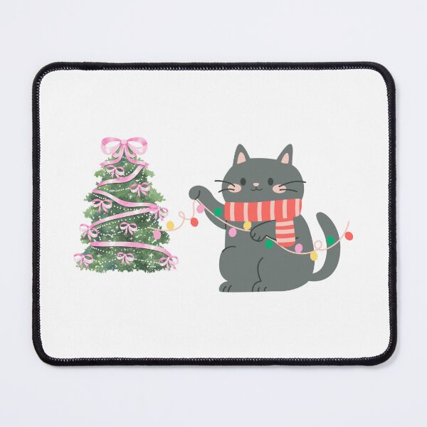 Item preview, The cat decorates the Christmas tree with Christmas lights. designed and sold by Designfs.