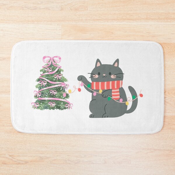 Item preview, The cat decorates the Christmas tree with Christmas lights. designed and sold by Designfs.