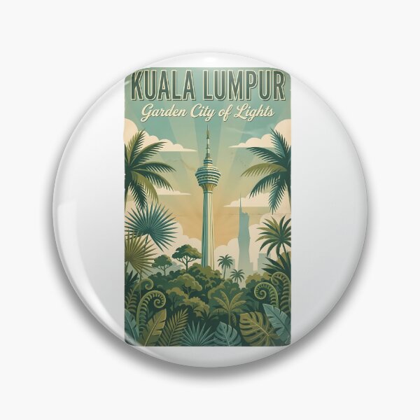 Item preview, Malaysia Tropical Cityscape - KL Tower & Eco Park Vintage Art designed and sold by Digital Dreams Arts.