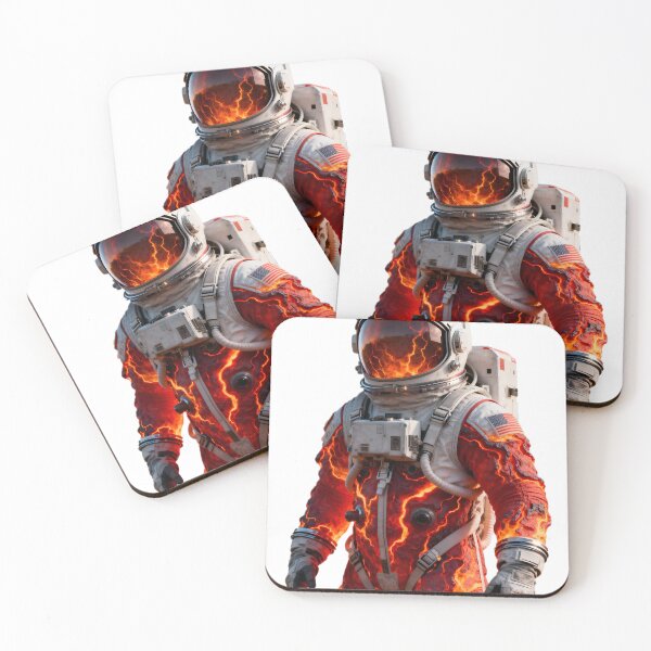 Item preview, Cosmonaut with Abstract Lava Patterns in Red and Orange designed and sold by SuperAIstar.