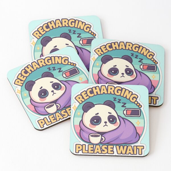 Item preview, Recharging Please Wait Sleepy Panda Coffee Kawaii Meme  designed and sold by Dreamy Panda Studio .
