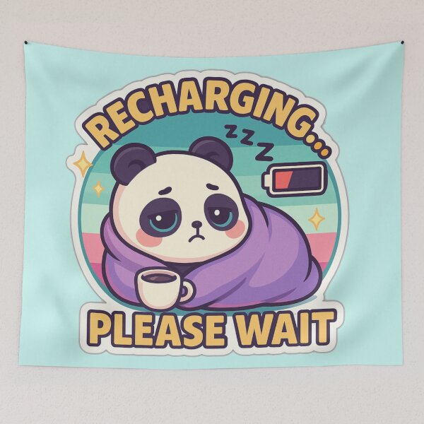 Item preview, Recharging Please Wait Sleepy Panda Coffee Kawaii Meme  designed and sold by Dreamy Panda Studio .