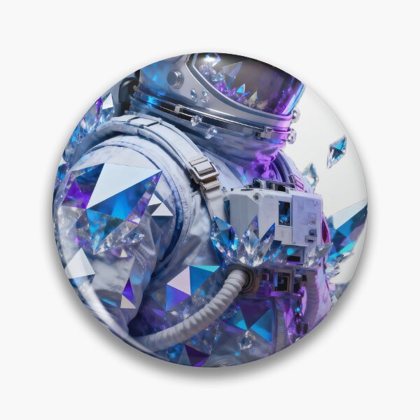 Item preview, Cosmonaut with Abstract Crystal Patterns in Blue and Purple Tones designed and sold by SuperAIstar.