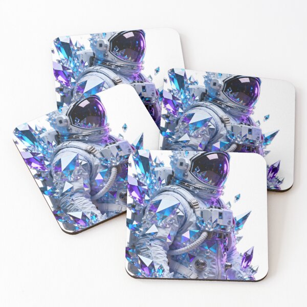 Item preview, Cosmonaut with Abstract Crystal Patterns in Blue and Purple Tones designed and sold by SuperAIstar.