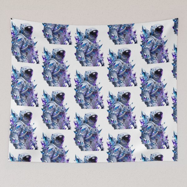 Item preview, Cosmonaut with Abstract Crystal Patterns in Blue and Purple Tones designed and sold by SuperAIstar.