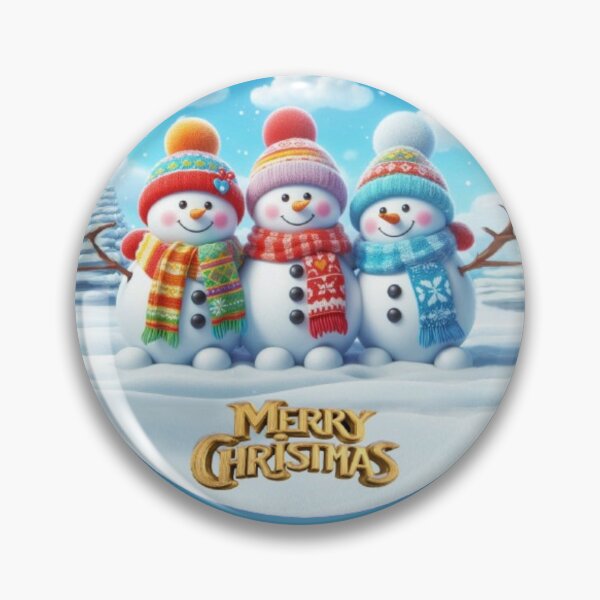 Item preview, Merry Christmas from snowmen wearing hats and scarves against the backdrop of the sky  designed and sold by JaroDesign2023.