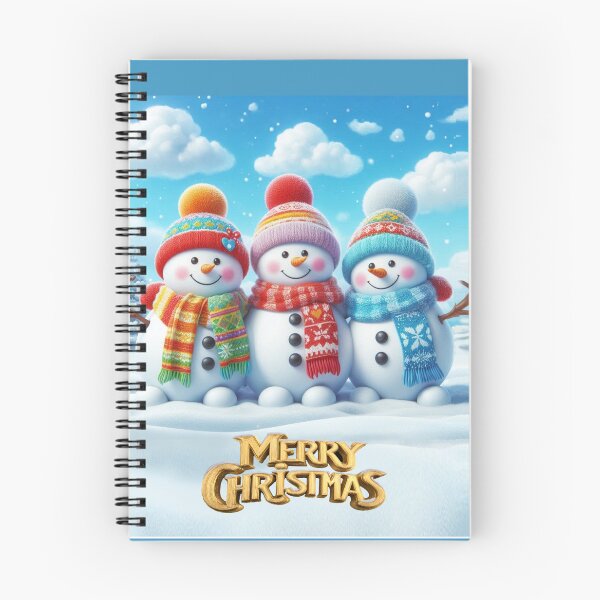 Item preview, Merry Christmas from snowmen wearing hats and scarves against the backdrop of the sky  designed and sold by JaroDesign2023.