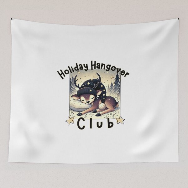 Item preview, Sleepy Deer Holiday Hangover Club – Funny After Christmas Exhaustion designed and sold by SunandShade.