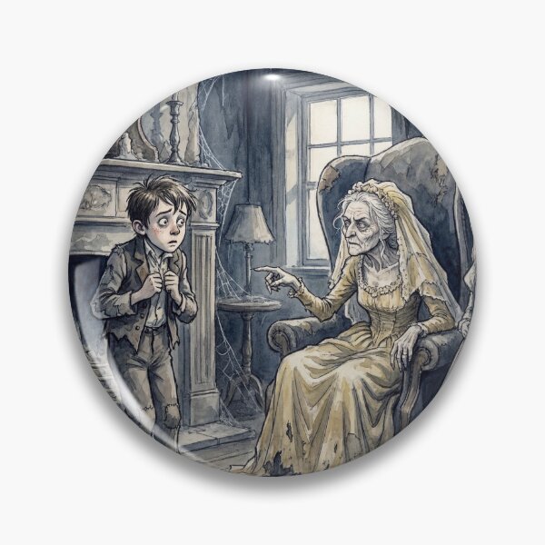 Item preview, Pip meets Miss Havisham from David Copperfield Characters from Dickens series illustration watercolor art designed and sold by Vintage Designs +.