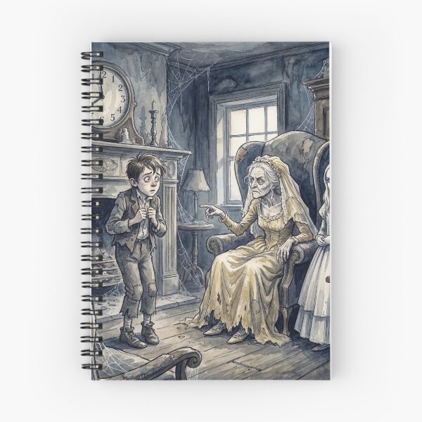 Item preview, Pip meets Miss Havisham from David Copperfield Characters from Dickens series illustration watercolor art designed and sold by Vintage Designs +.