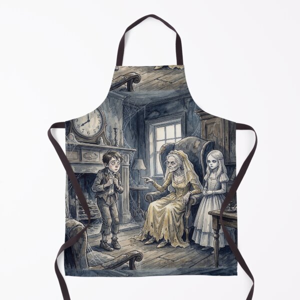 Item preview, Pip meets Miss Havisham from David Copperfield Characters from Dickens series illustration watercolor art designed and sold by Vintage Designs +.