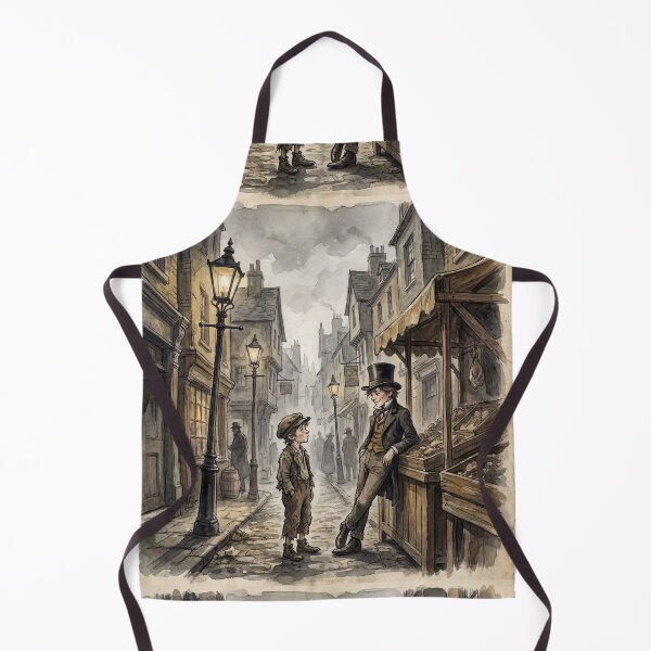 Item preview, Oliver meets The Dodger from Oliver Twist Characters from Dickens series illustration watercolor art designed and sold by Vintage Designs +.