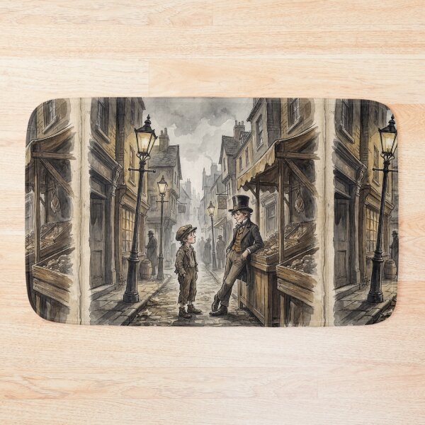 Item preview, Oliver meets The Dodger from Oliver Twist Characters from Dickens series illustration watercolor art designed and sold by Vintage Designs +.