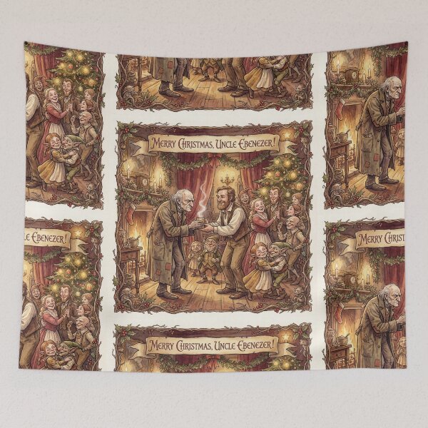 Item preview, Scrooge Family Reconciliation at Christmas Characters from Dickens series illustration watercolor art designed and sold by Vintage Designs +.