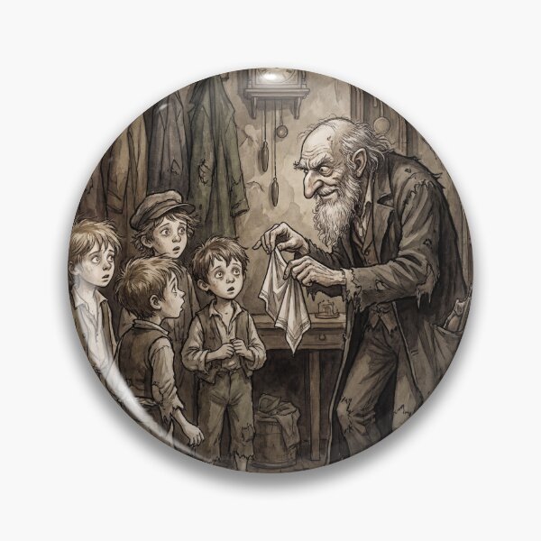 Item preview, Fagin teaches the boys  from Oliver Twist Characters from Dickens series illustration watercolor art designed and sold by Vintage Designs +.