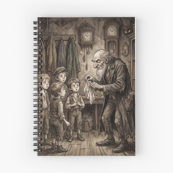 Item preview, Fagin teaches the boys  from Oliver Twist Characters from Dickens series illustration watercolor art designed and sold by Vintage Designs +.
