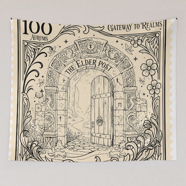 Item preview, Fantasy Gateway Postage Stamp Illustration designed and sold by WhiskStmaps.