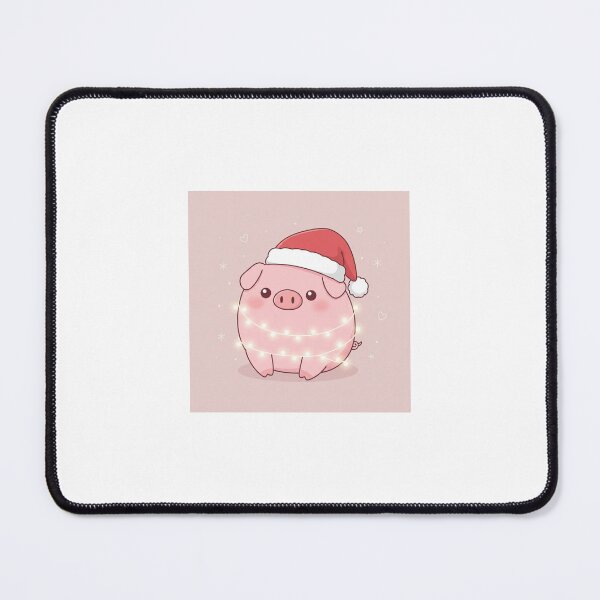 Item preview, Cute pink pig in Santa hat wrapped in christmas lights - kawaii minimalist design designed and sold by mayatA-rt.