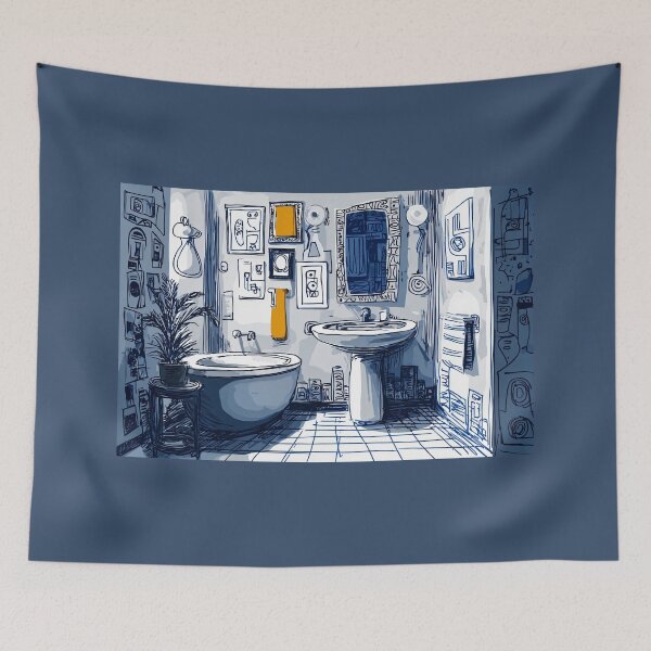 Item preview, An Eclectic Bathroom in Cubism Filled with Art, Vintage Charm and Stylish Design Details designed and sold by OlfactoART Studio.
