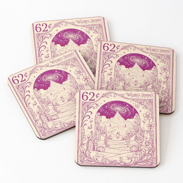 Item preview, Wizard’s Journey Fantasy Postage Stamp Illustration designed and sold by WhiskStmaps.