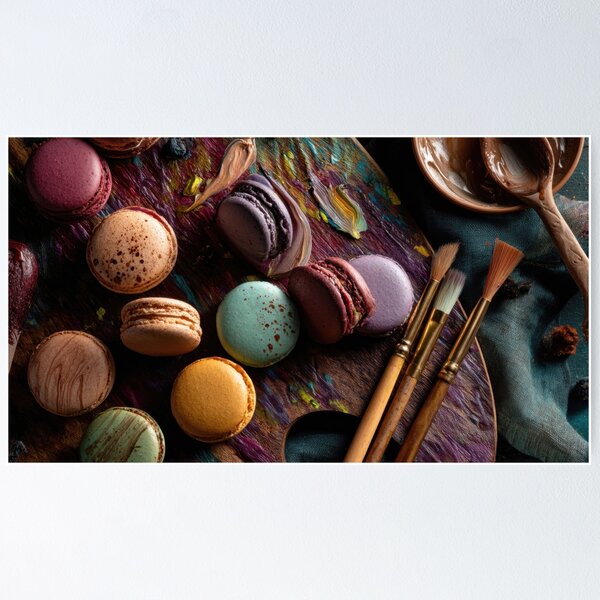 Item preview, Colorful macarons on a wooden board designed and sold by anytka.