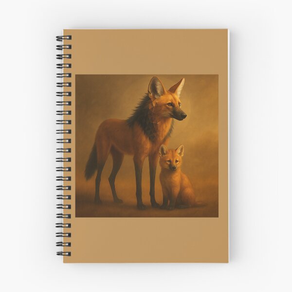 Item preview, Maned Wolf Mother and Cub – Subtle Geometric Wildlife Art designed and sold by GeoWild Designs.