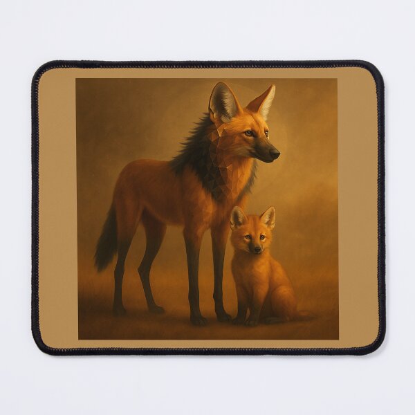 Item preview, Maned Wolf Mother and Cub – Subtle Geometric Wildlife Art designed and sold by GeoWild Designs.
