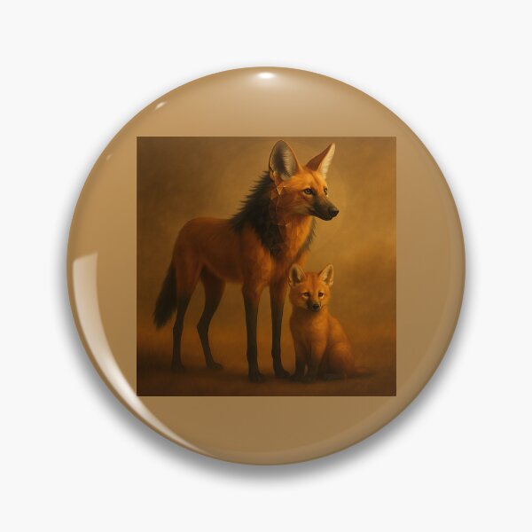 Item preview, Maned Wolf Mother and Cub – Subtle Geometric Wildlife Art designed and sold by GeoWild Designs.