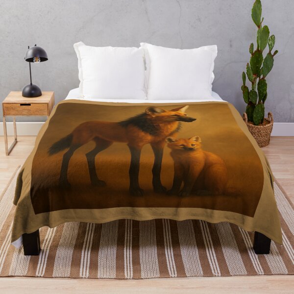 Item preview, Maned Wolf Mother and Cub – Subtle Geometric Wildlife Art designed and sold by GeoWild Designs.