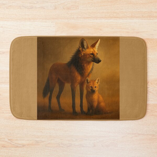 Item preview, Maned Wolf Mother and Cub – Subtle Geometric Wildlife Art designed and sold by GeoWild Designs.