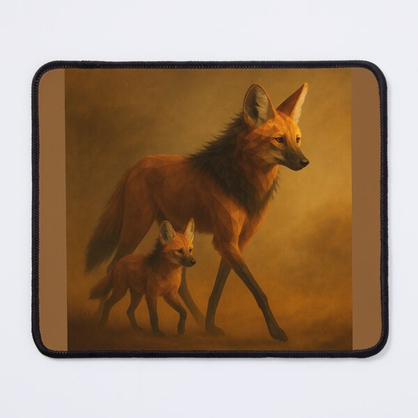 Item preview, Maned Wolf and Cub – Kindred Wildlife Bond in Warm Geometric Style designed and sold by GeoWild Designs.