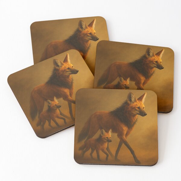 Item preview, Maned Wolf and Cub – Kindred Wildlife Bond in Warm Geometric Style designed and sold by GeoWild Designs.
