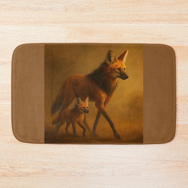 Item preview, Maned Wolf and Cub – Kindred Wildlife Bond in Warm Geometric Style designed and sold by GeoWild Designs.