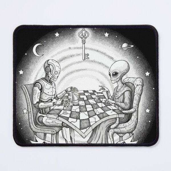 Item preview, space chess - Alien & Robot playing chess in space designed and sold by Prtina.