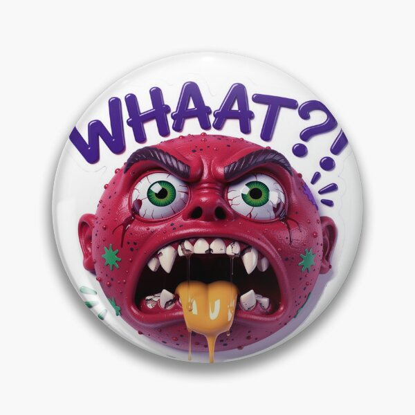Item preview, Premium Glossy WHAAAT?! Shocked Red Monster Face Vinyl Sticker AI Prompt designed and sold by ARTCREATESHOP.