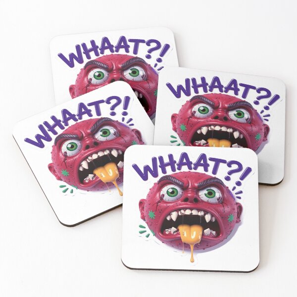 Item preview, Premium Glossy WHAAAT?! Shocked Red Monster Face Vinyl Sticker AI Prompt designed and sold by ARTCREATESHOP.
