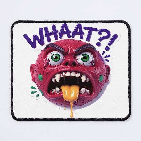 Item preview, Premium Glossy WHAAAT?! Shocked Red Monster Face Vinyl Sticker AI Prompt designed and sold by ARTCREATESHOP.