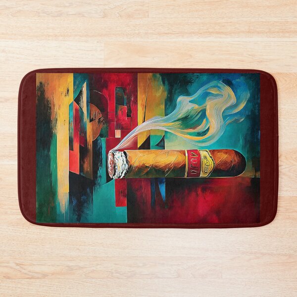 Item preview, A Surreal Smoking Cigar with Swirling Smoke, Bold Colors and Dynamic Geometric Energy designed and sold by OlfactoART Studio.