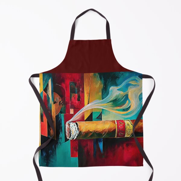 Item preview, A Surreal Smoking Cigar with Swirling Smoke, Bold Colors and Dynamic Geometric Energy designed and sold by OlfactoART Studio.