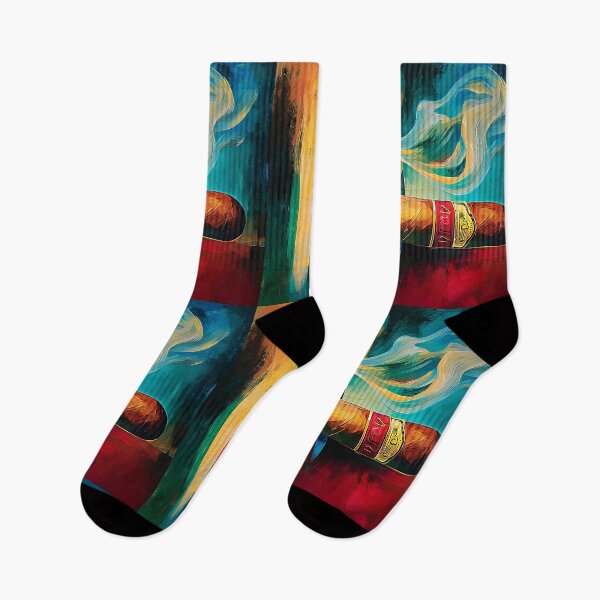 Item preview, A Surreal Smoking Cigar with Swirling Smoke, Bold Colors and Dynamic Geometric Energy designed and sold by OlfactoART Studio.