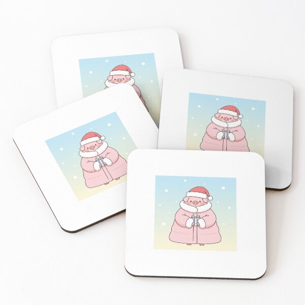 Item preview, Cute pink pig in Santa hat holding a gift designed and sold by mayatA-rt.