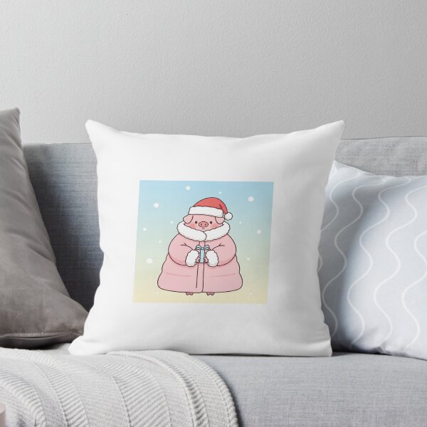 Item preview, Cute pink pig in Santa hat holding a gift designed and sold by mayatA-rt.