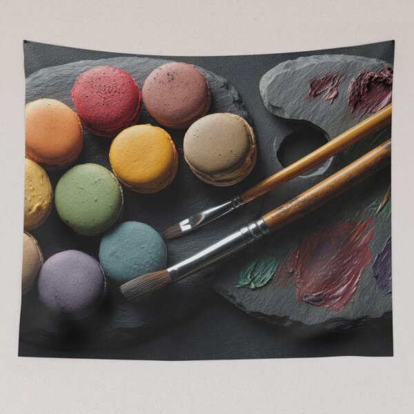 Item preview, Colorful macarons on a slate plate designed and sold by anytka.